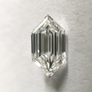 elongated Hexagon shape D color step cut diamond