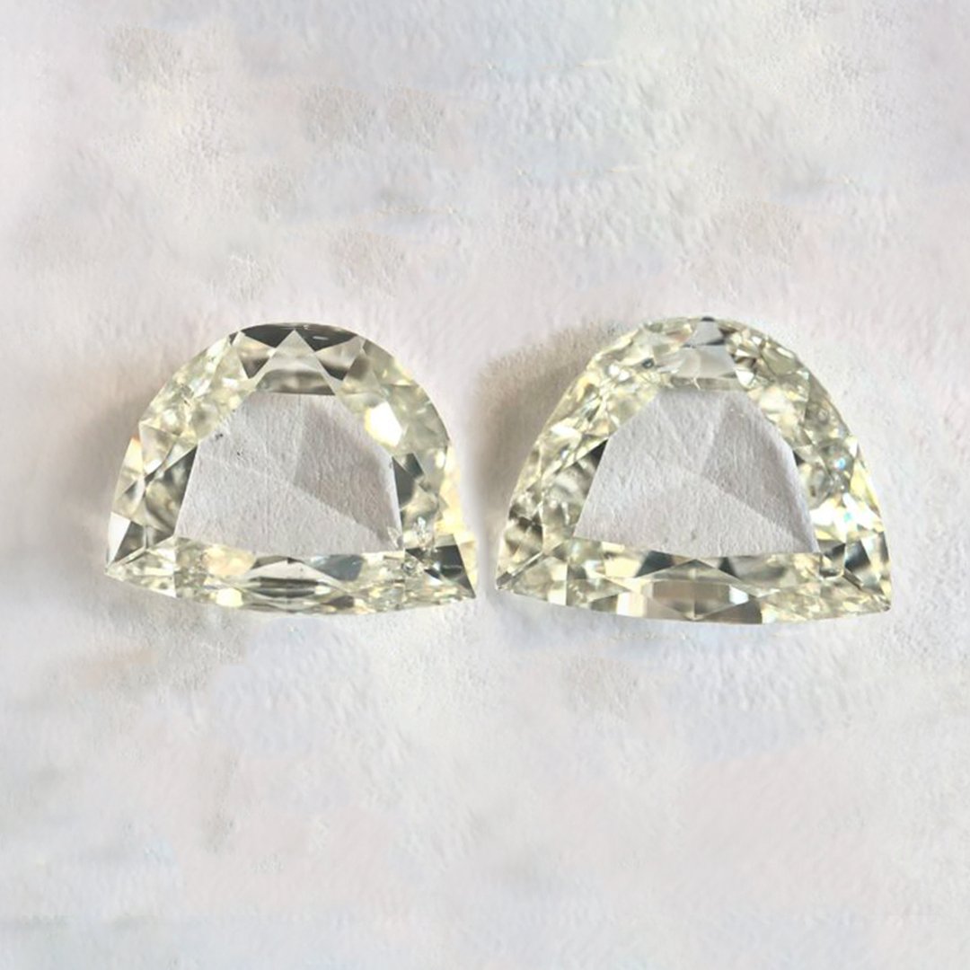 Half moon shape I color Rose cut pair diamond