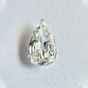Elongated Pear shape F color old mine cut diamond