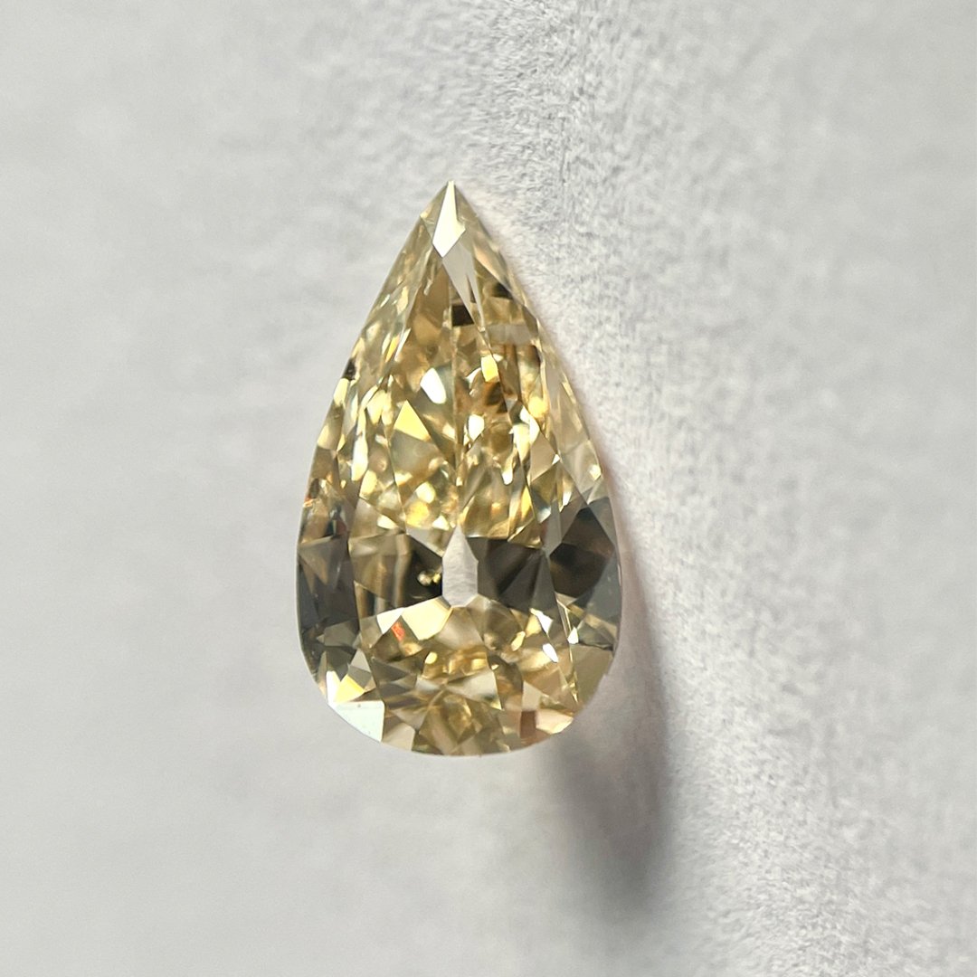 Pear shape Light Brown color old mine cut diamond