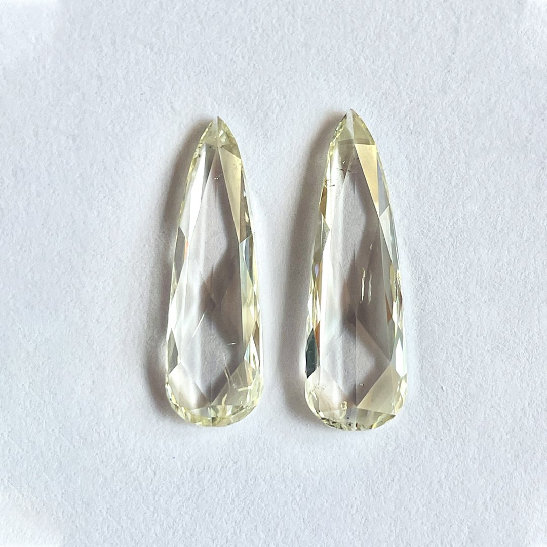 Elongated Pear shape J color Rose cut diamond