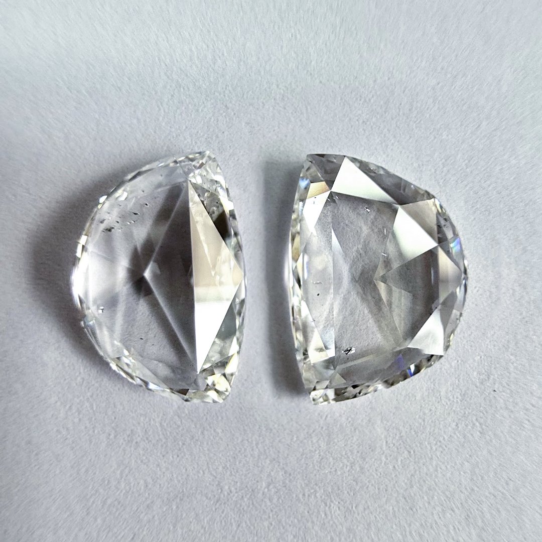 Half Moon shape G color Rose cut Pair diamonds