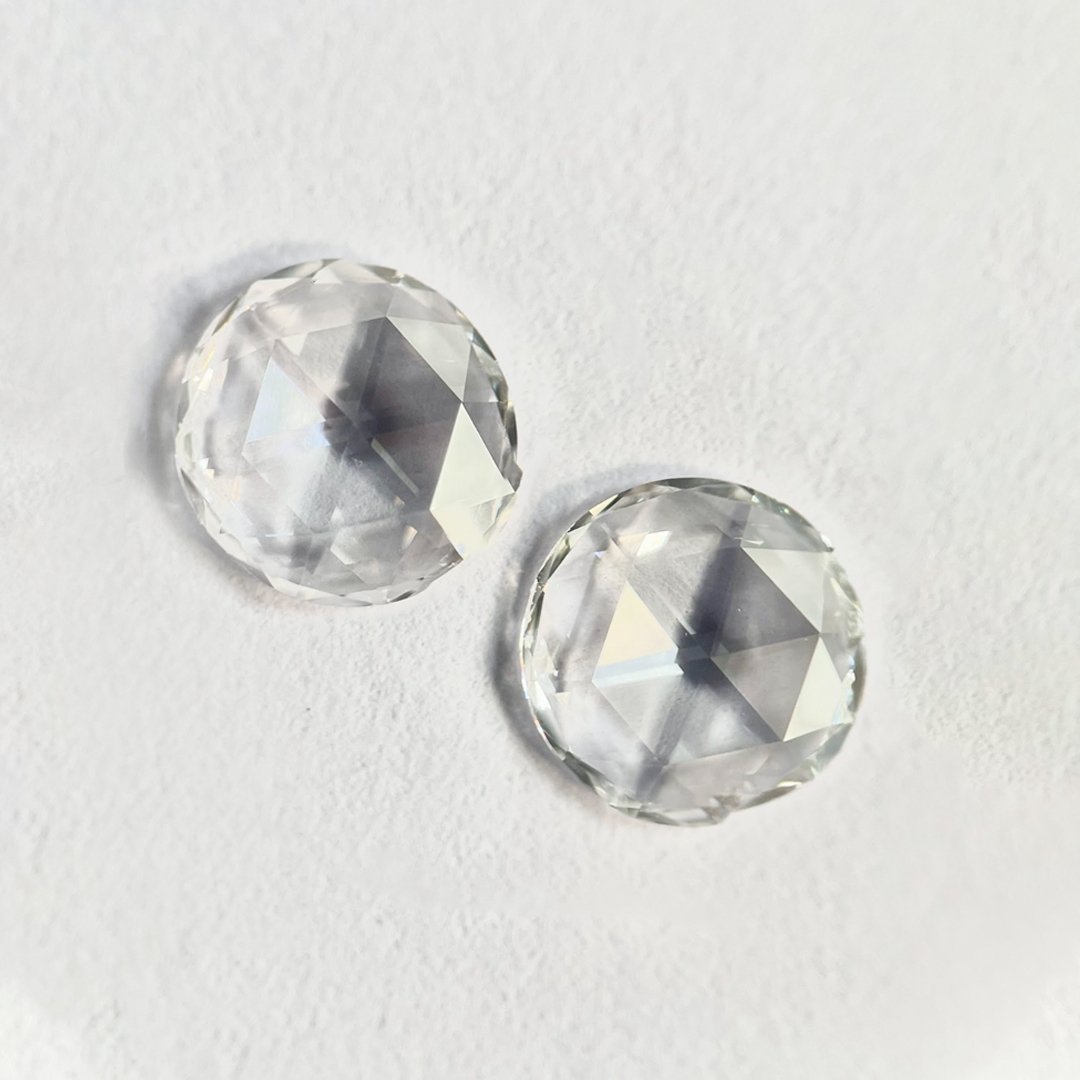 Round shape E color rose cut PAIR Diamond