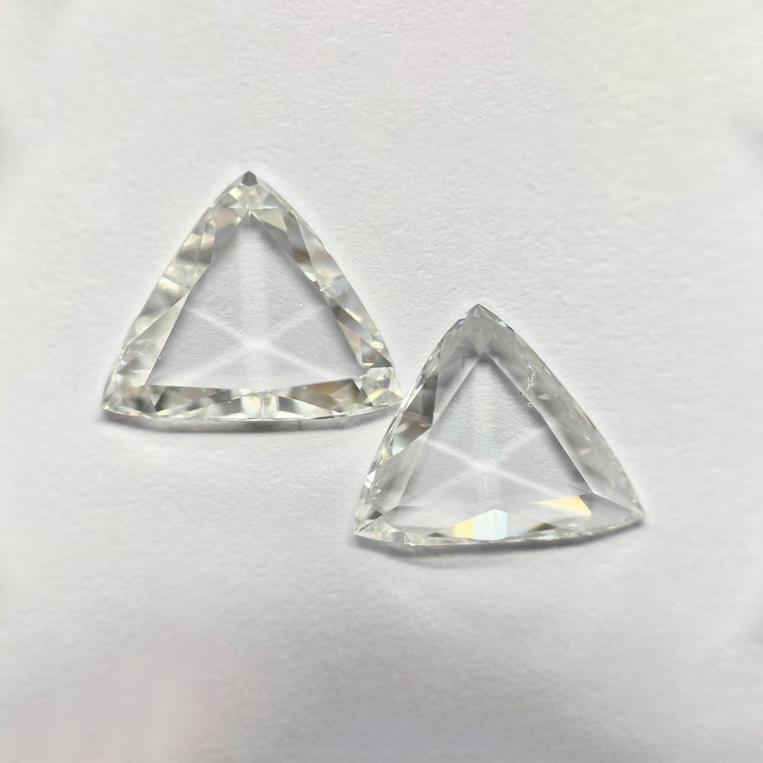 Trillion shape I color Rose cut PAIR diamonds