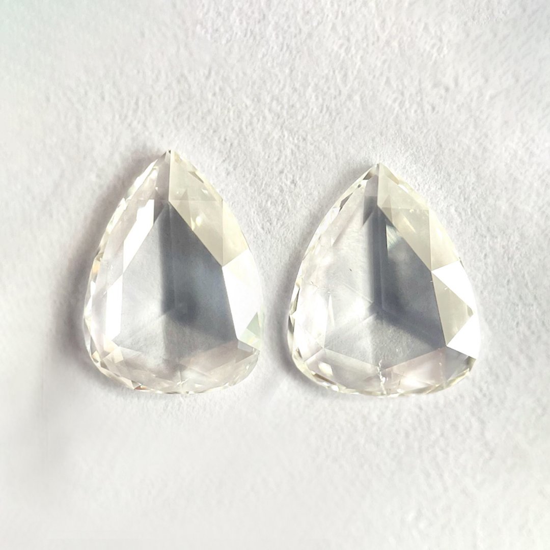 Pear shape J color Rose cut pair diamond