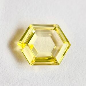 Hexagon Shape Fancy Yellow Color Step cut Portrait diamond