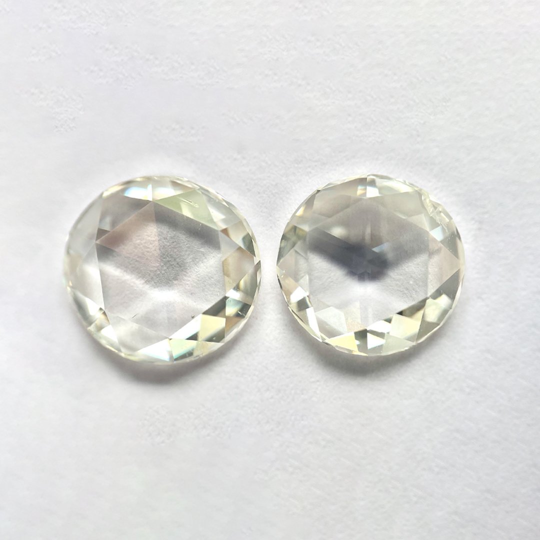 Round shape J color rose cut PAIR Diamond