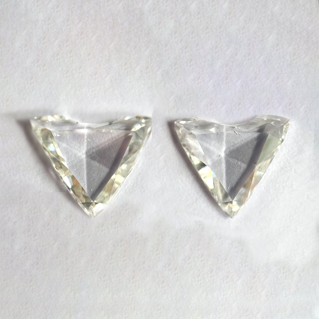 Antique Trillion shape I color Rose cut PAIR diamonds