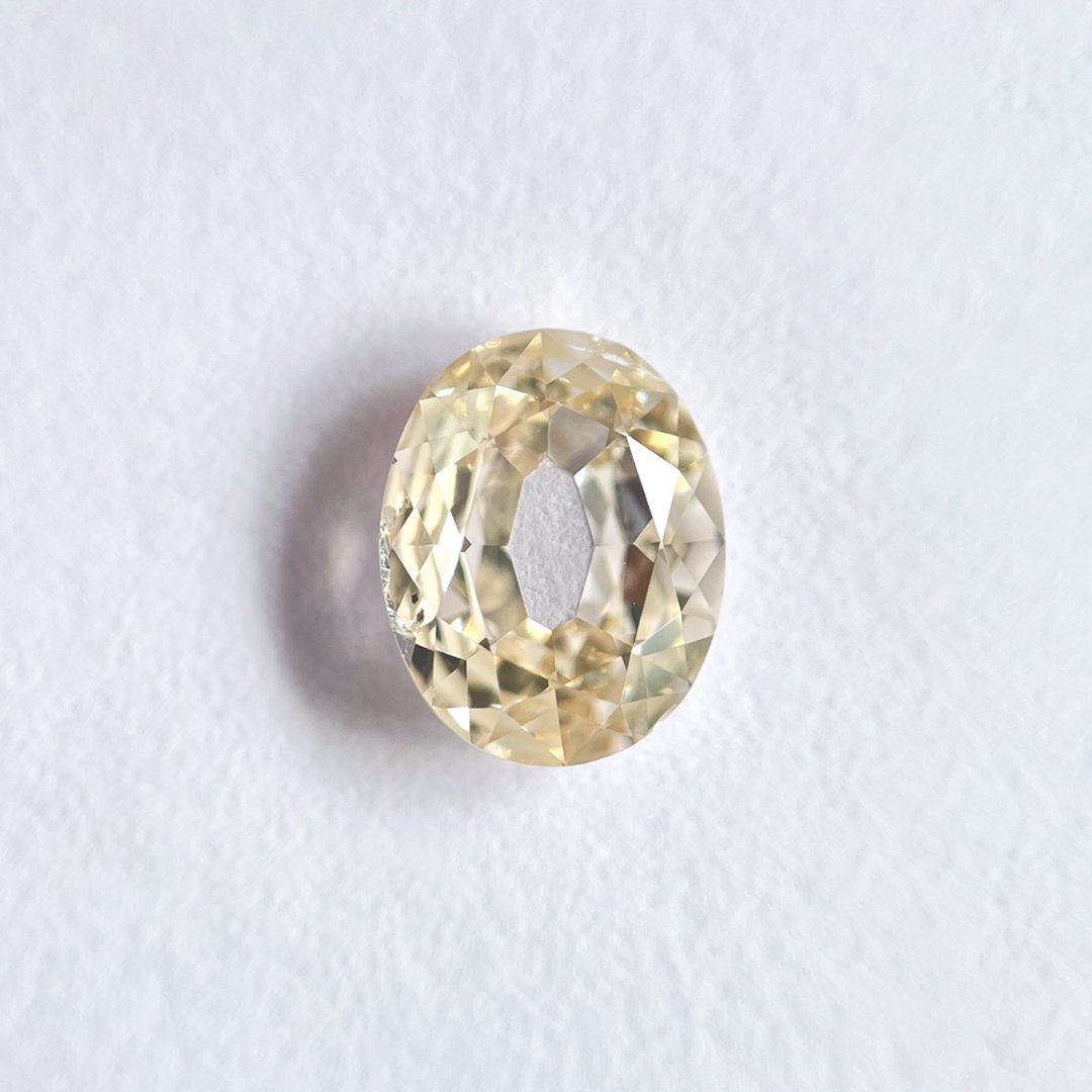 Oval shape Brown color old mine cut diamond