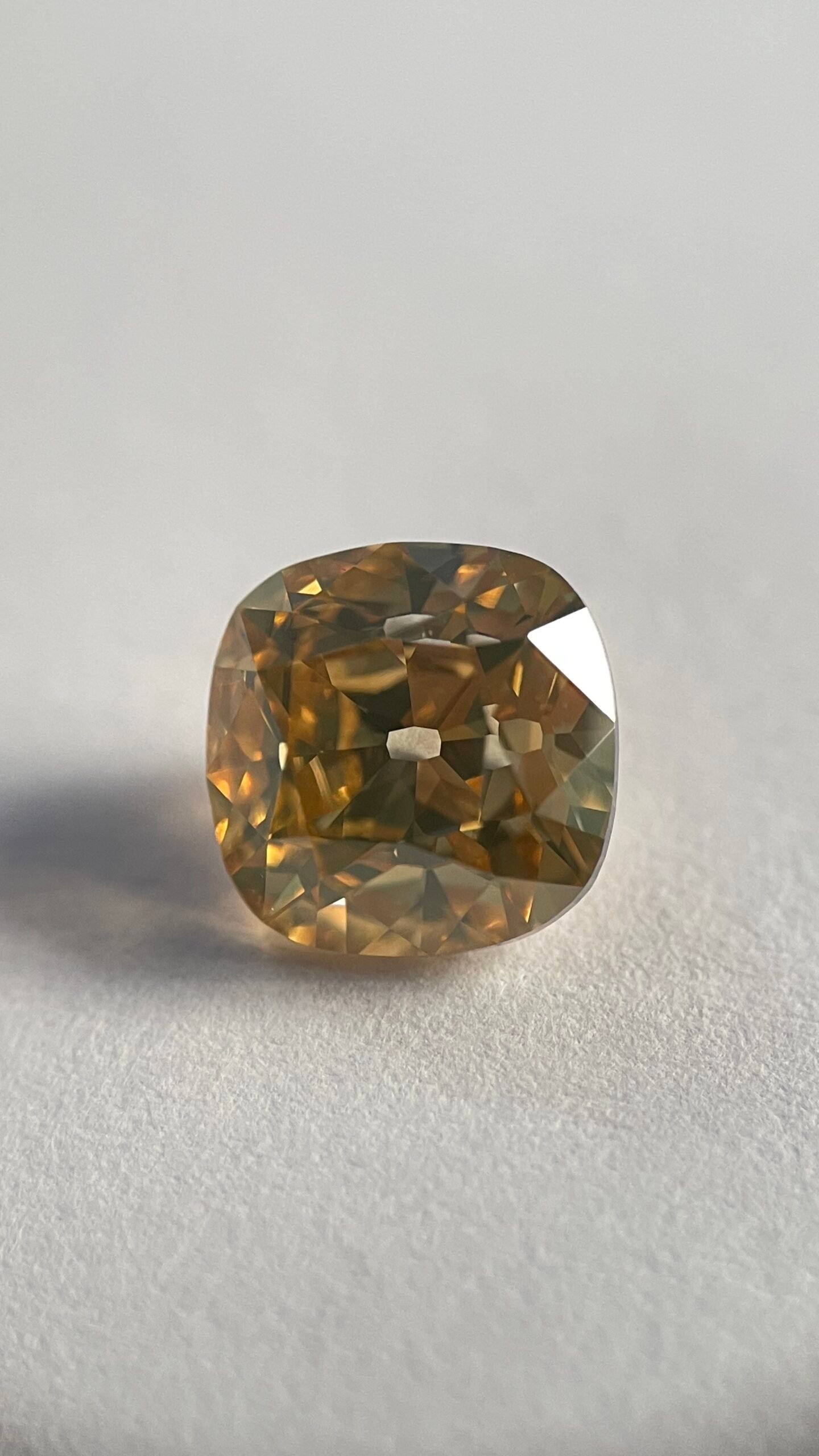 Cushion Shape Brownish Orange Color Old Mine Cut Diamond