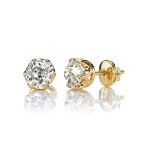 Timeless Beauty: Old Cut Diamond Yellow Gold Earrings