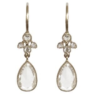 Pear rose cut diamonds earrings